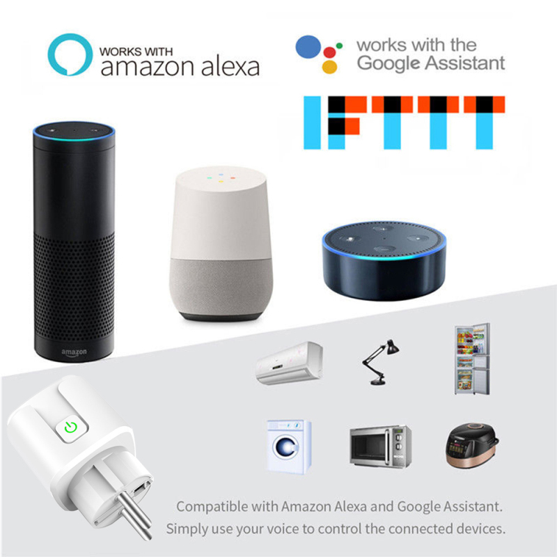 16A EU Smart Wifi Power Plug With Power Monitor Wifi Wireless Socket Outlet Works With Alexa Google Home Smartlife App