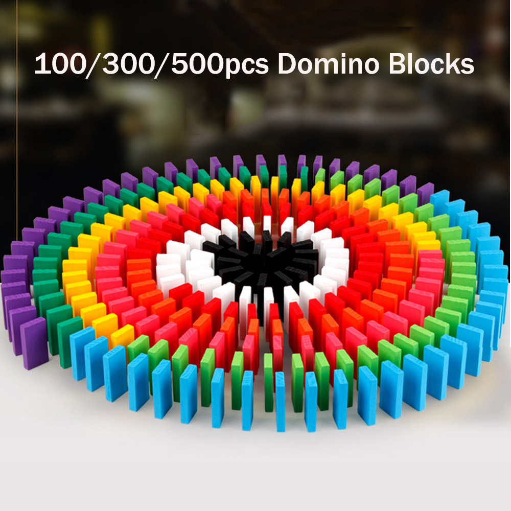 100/300/500pcs Kids Wooden Domino Blocks Rainbow Jigsaw Domino Game Toys Montessori Educational Toys for Children Gift