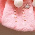2019 Winter Baby Girls Coats Children Faux Fur Lapels Collar Polka Dot Jackets Kids Pearl Button Plus Velvet Thicken Outerwear