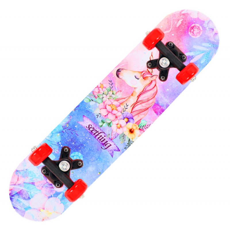 24inch Kids Children Cartoon Skateboard Maple Wood Double Rocker Deck Skate Board Four Wheels Longboard Skateboard 60*15cm Deck