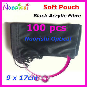 100pcs Wholesale Black Acrylic Fibres Spectacle Sunglass Eyewear Eyeglasses Glasses Soft Cloth Bag Pouch Case CP040 Free Shippi