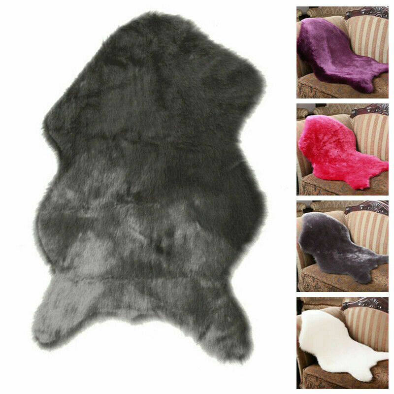 Faux Wool Fur Carpet Chair Cover Seat Pad Soft Sheepskin Floor Rugs Mat Room Decor