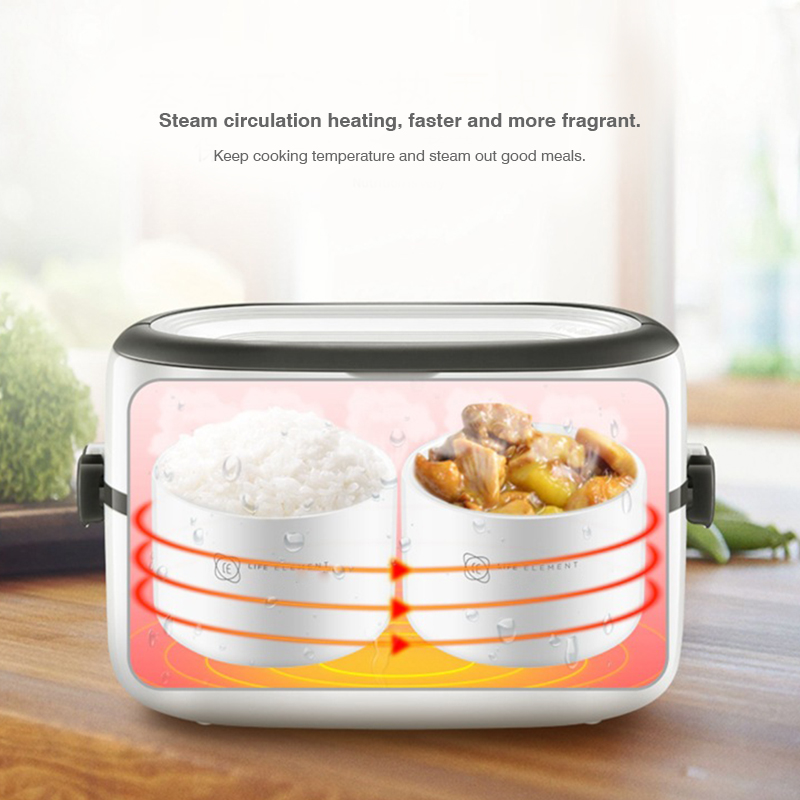 220V Multi-function Electric Thermal Insulation Box Portable Steam Heating Lunch Box Double Ceramic Liner Rice Cooker Office