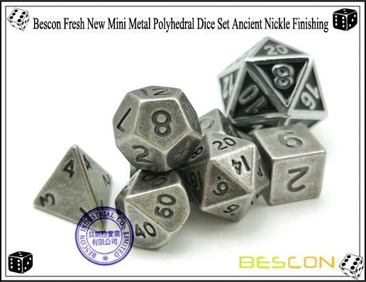 Bescon Fresh New Mini Metal Polyhedral Dice Set Ancient Nickle Finishing-6