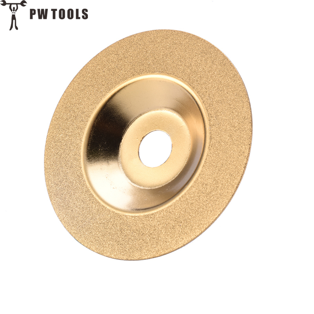 PW TOOLS 100 mm Gold Diamond Titanium Grinding Wheel Polishing Disc Pads Grinder Cup Angle Grinder Rotary Tool Grind Stone Glass