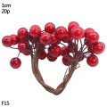 Red Bright Mix Artificial Fruit Cherry Berries Stamen 5/6/10/12/20/30/40/50/250pcs Fake Flowers for Wedding Festival Decor