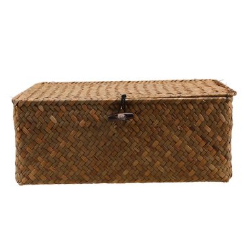 Seaweed Hand-Woven Storage Box Storage Box Desktop Sundries Storage Box Clothes Storage Basket Finishing Basket With Lid