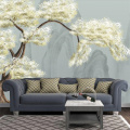 Customize Art tree light color fresh living room sofa background wall painting custom large mural wallpaper papel de parede para