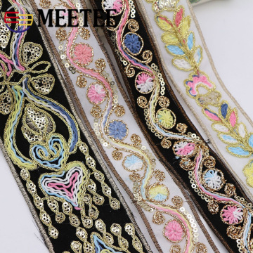 5Yards(4.5M) Retro Embroideried Sequins Webbing Tapes Lace Ribbon For Clothes Bag Decorative Lace Trims DIY Sewing Accessories