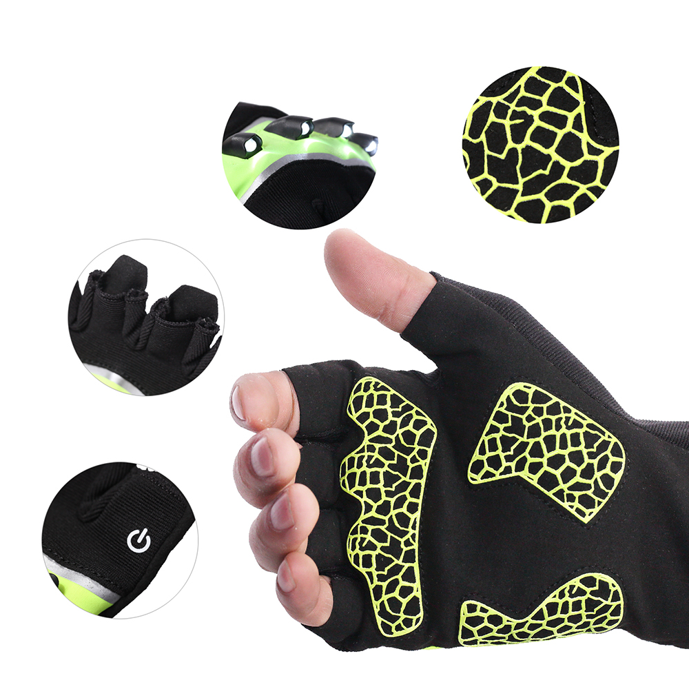 Outdoor Rechargeable LED Flashlight Gloves for Cycling Biking Running Fishing Motorcycle Hunting
