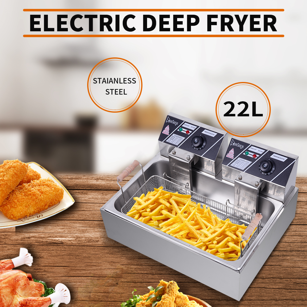 [US-W]ZOKOP Eh83O 110V Oil Consumption 12.7Qt/12L Oil Pan Total Capacity 23.26Qt/22L Large Single-Cylinder Electric Fryer 5000W