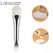Lalasis Double Head Facial Mask Metal Handle Soft Silicone Fiber Wool Contour Brush Cosmetic Tools With Digging Spoon