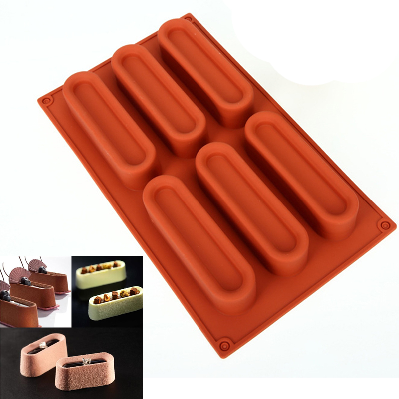 Cuboid Shaped Eclair Mousse 3D Cake Mold Silicone Chocolate Mould Pan Bakeware Dessert Forms Baking Pastry