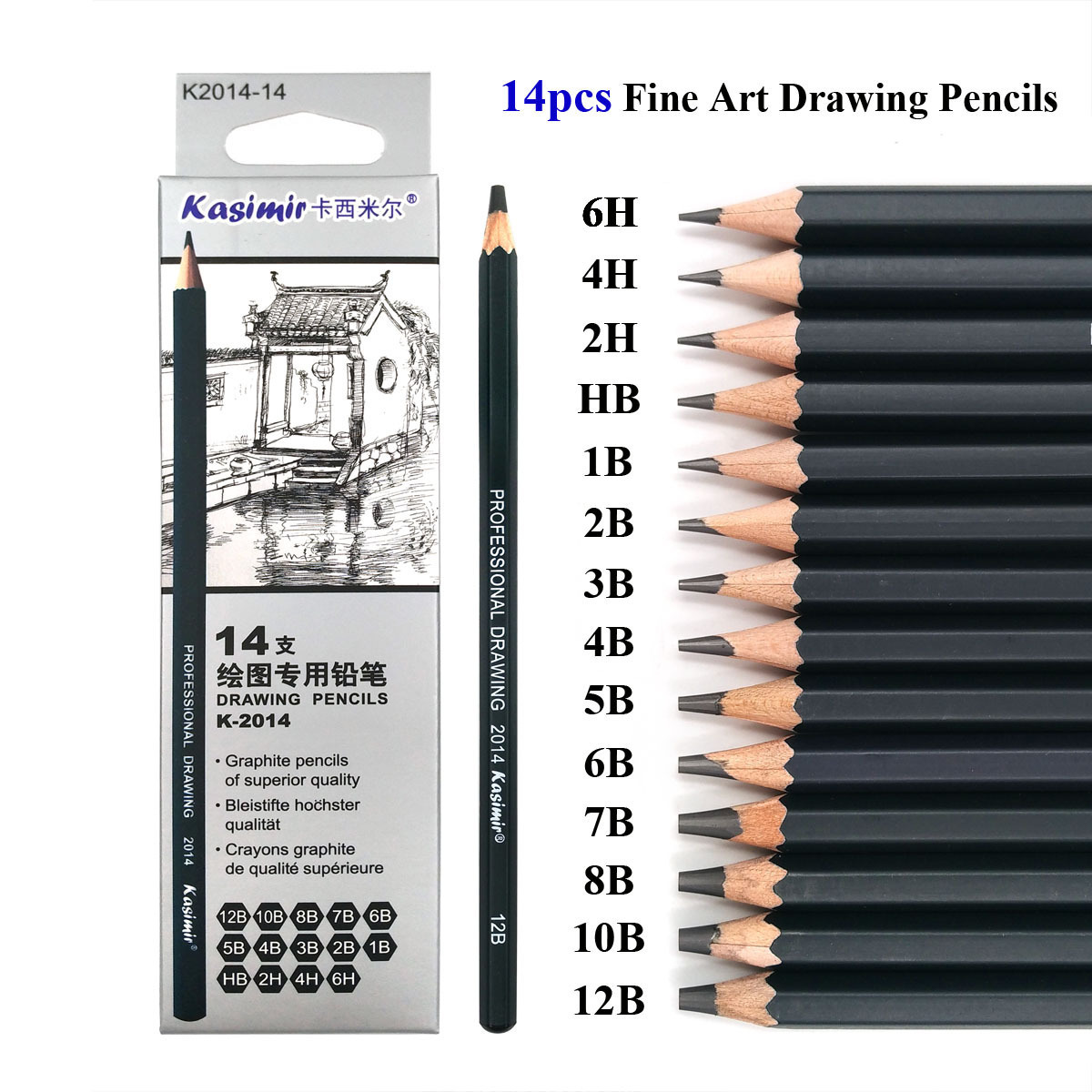 CHENYU 14Pcs Drawing Sketching Painting Soft Safe Non-toxic Standard Pencils Professional Office School Pencil Best Quality