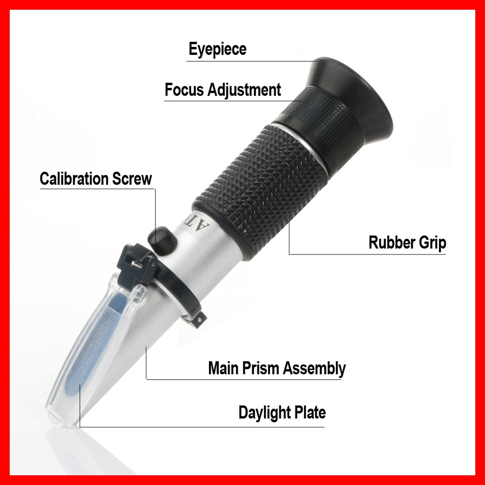 RZ Alcohol Refractometer Sugar Grape Wine Concentration 0~25% Alcohol 0~40% Brix Tester Meter ATC Handheld tool RZ121
