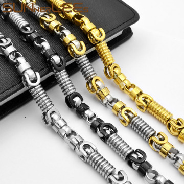 SUNNERLEES 316L Stainless Steel Necklace 8mm Geometric Byzantine Link Chain Black Gold Silver Color Men Women Jewelry SC57 N
