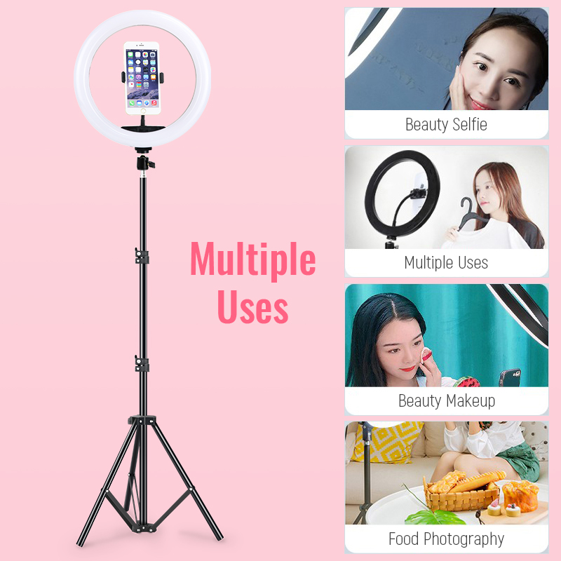 26cm 33cm LED Selfie Ring Light With Tripod Photography Ring Lamp USB Dimmable Makeup Photo Studio Ringlight for Youtube Video