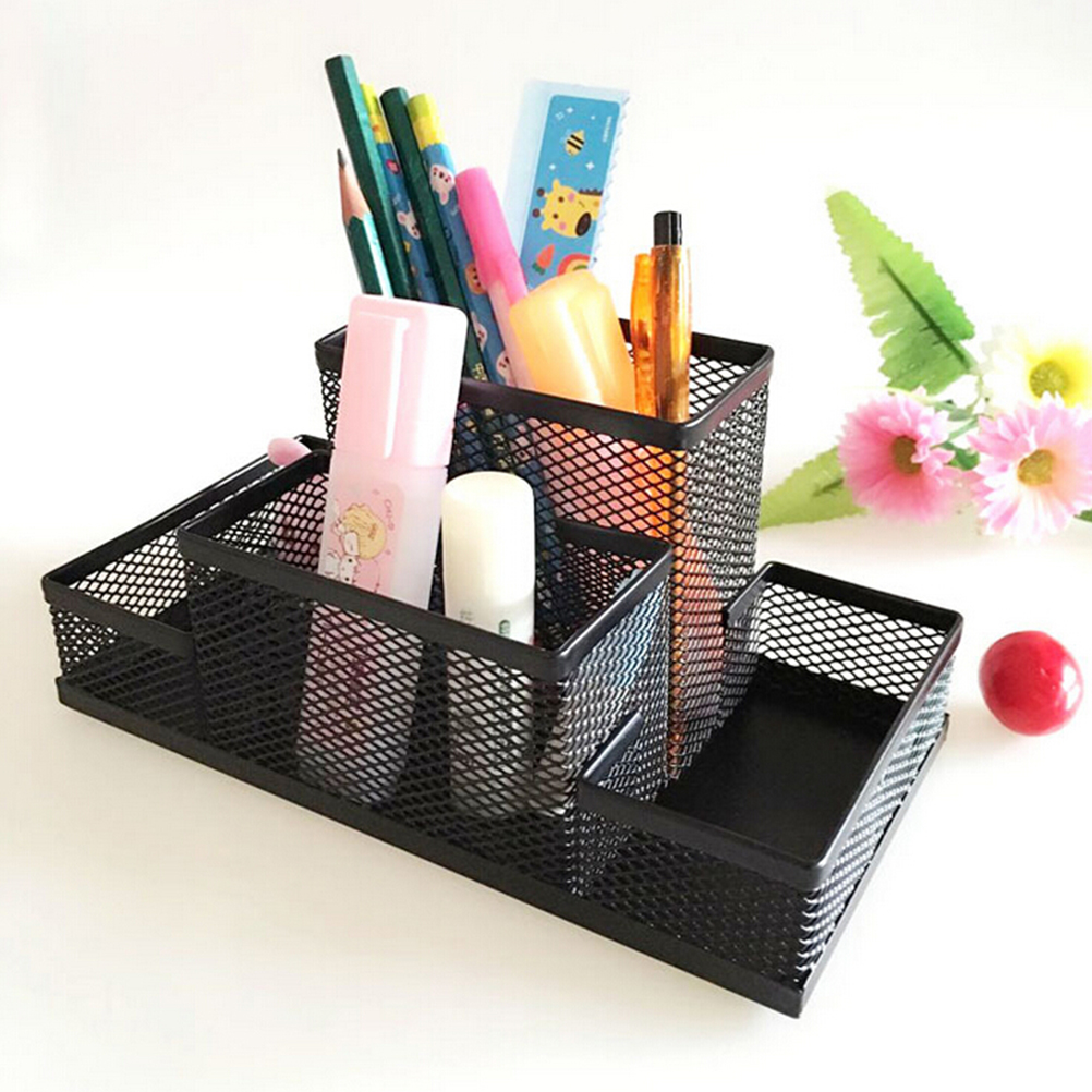 Peerless Mesh Cube Metal Stand Combination Holder Desk Stationery Organizer Pen Pencil Office Supplies Study Storage