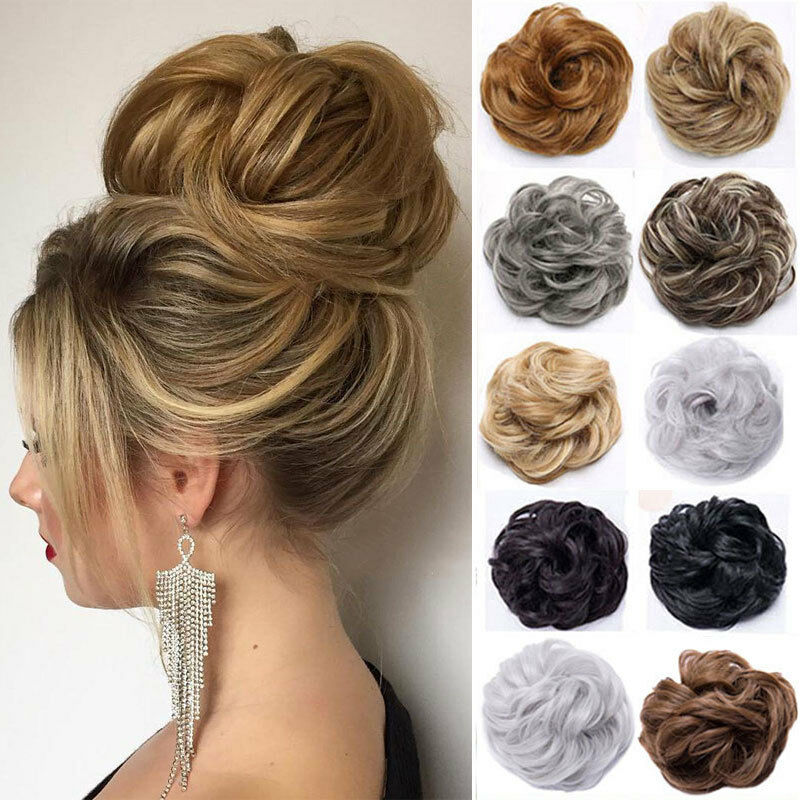 Elastic Chignon Hairpiece Messy Curly Bun Mix Gray Natural Chignon Synthetic Hair Extension Chic and Trendys Hair Accessories
