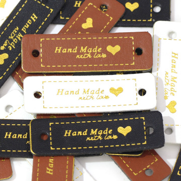 50Pcs Rectangle Handmade With Love Labels Leather Tags Clothing Label DIY Crafts Sewing Materials DIY Crafts For Bags Shoes