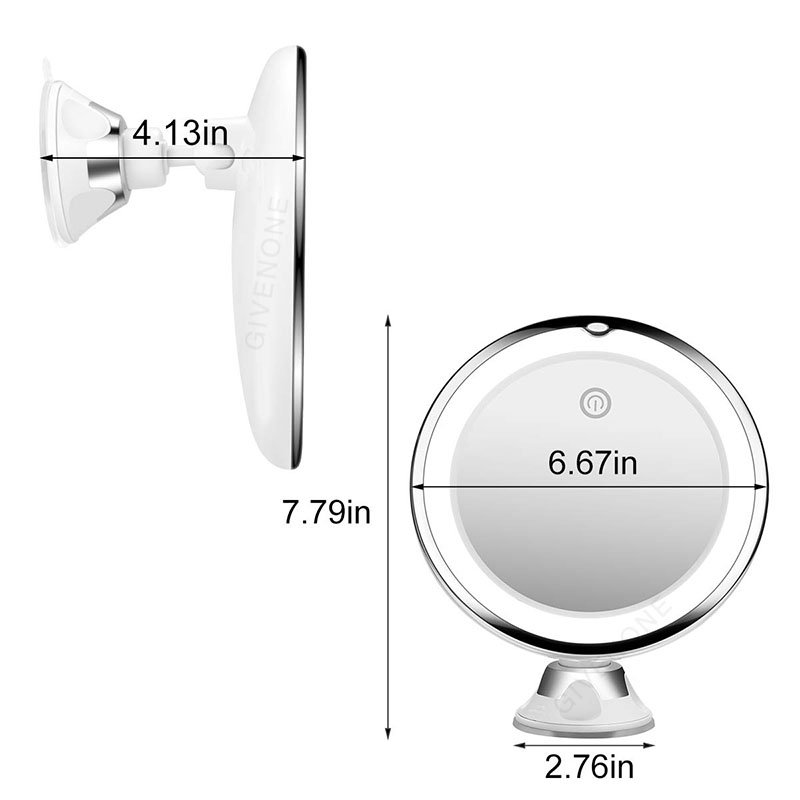 Makeup Beauty Ring Light Mirror With LED Light 10X Magnifying Glass 360 Degree Rotating Smart Switch Makeup Light Small Mirror