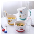 Creative Children's Water Cup Oat Meal Bowl Milk Cup Ceramic Coffee Mug with Cartoon Pattern and Handle 400ml Breakfast Cup