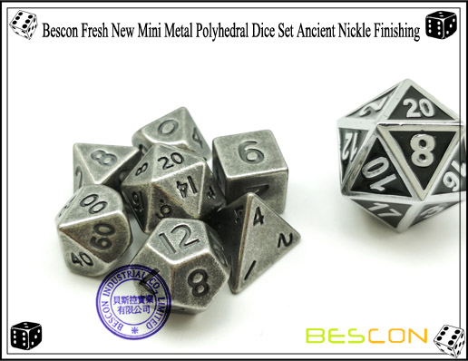 Bescon Fresh New Mini Metal Polyhedral Dice Set Ancient Nickle Finishing-7
