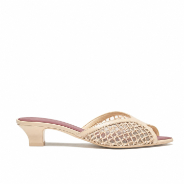 Women's mesh high heeled sandals, beach mules