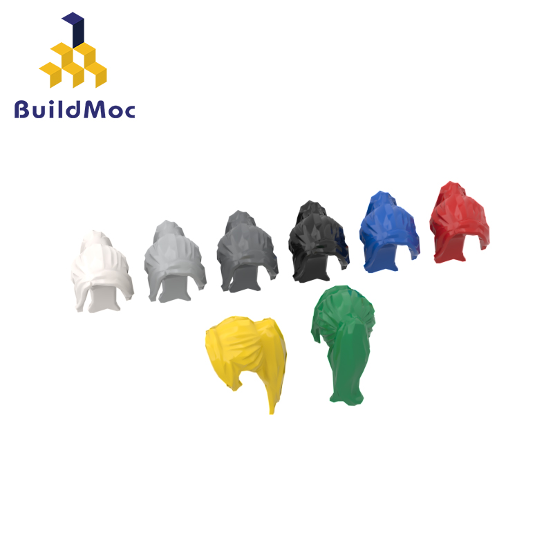 BuildMOC 62696 WIG W/LONG PONYTAIL For Building Blocks Parts DIY Construction Creative gift Toys