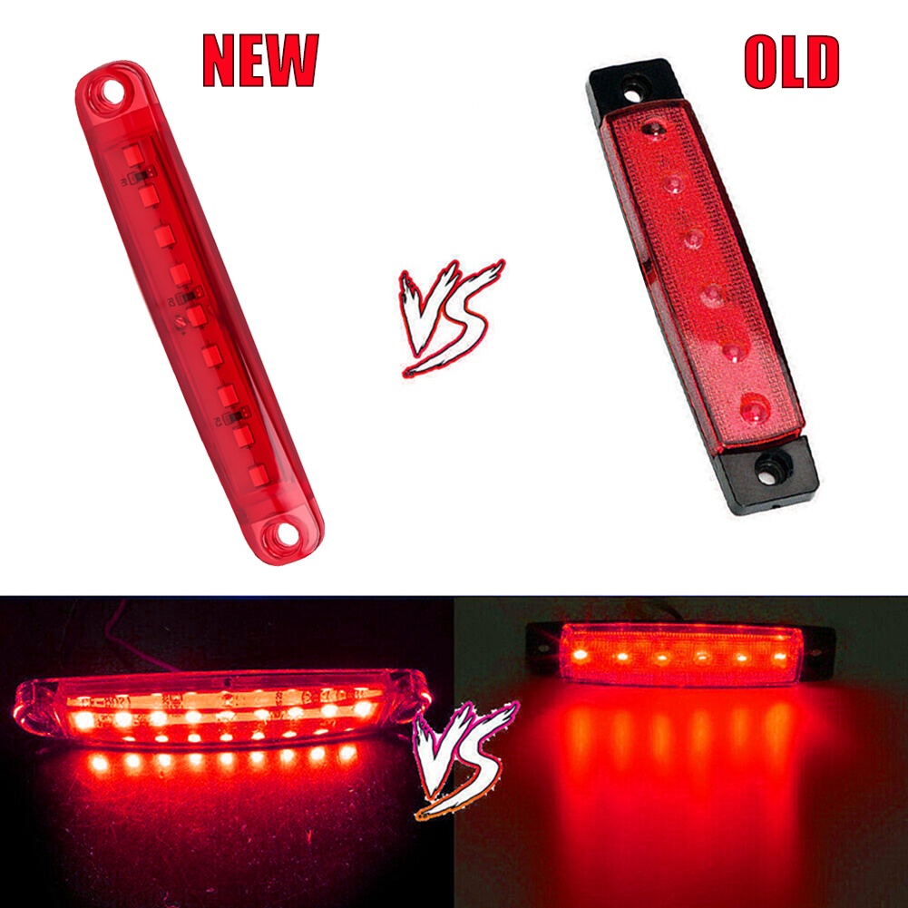10X Red 9 LED Sealed Side Marker Clearance Light For Truck Trailer Lorry Bus 12V Drop Shipping