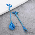 1 Set Colorful Stainless Steel Coffee Dessert fork and spoon set Portable Utensil Set Kitchen Tableware Set