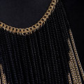 Luxury Fashion Sexy Body Belly Black Gold Color Tone Body Chain Bra Slave Harness Necklace Tassel Waist Jewelry XIN-Shipping