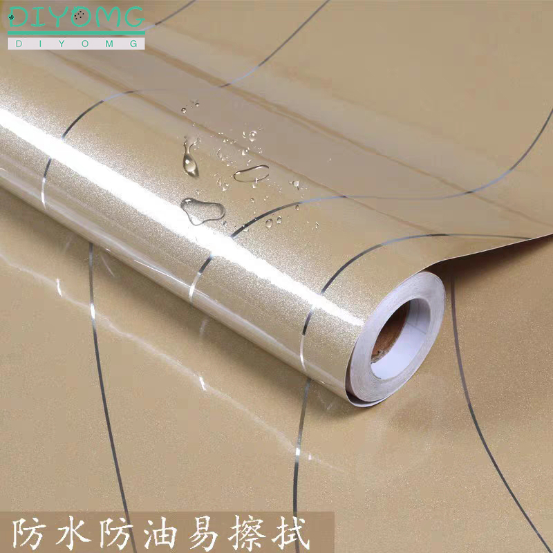 Thick Furniture Cabinet Self adhesive Film Sticker Gold Paint Stripe Wallpaper Silver Line PVC Waterproof Wardrobe Contact Paper