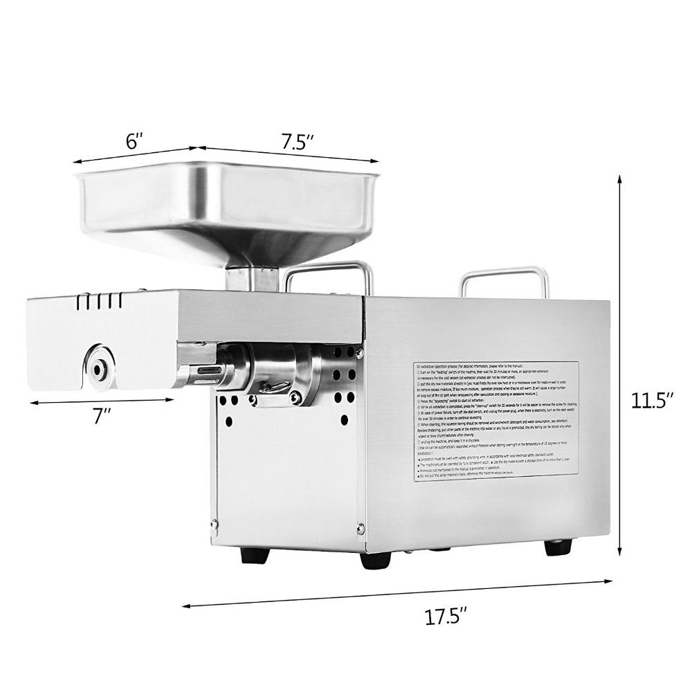 Hot And Cold Mini Oil Pressing Machine Soybean Home Use Oil Pressers Cold Peanuts Electric Stainless Steel Oil Press Machine