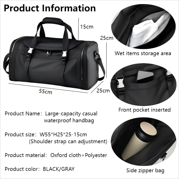 Men's fashionable travel waterproof handbag