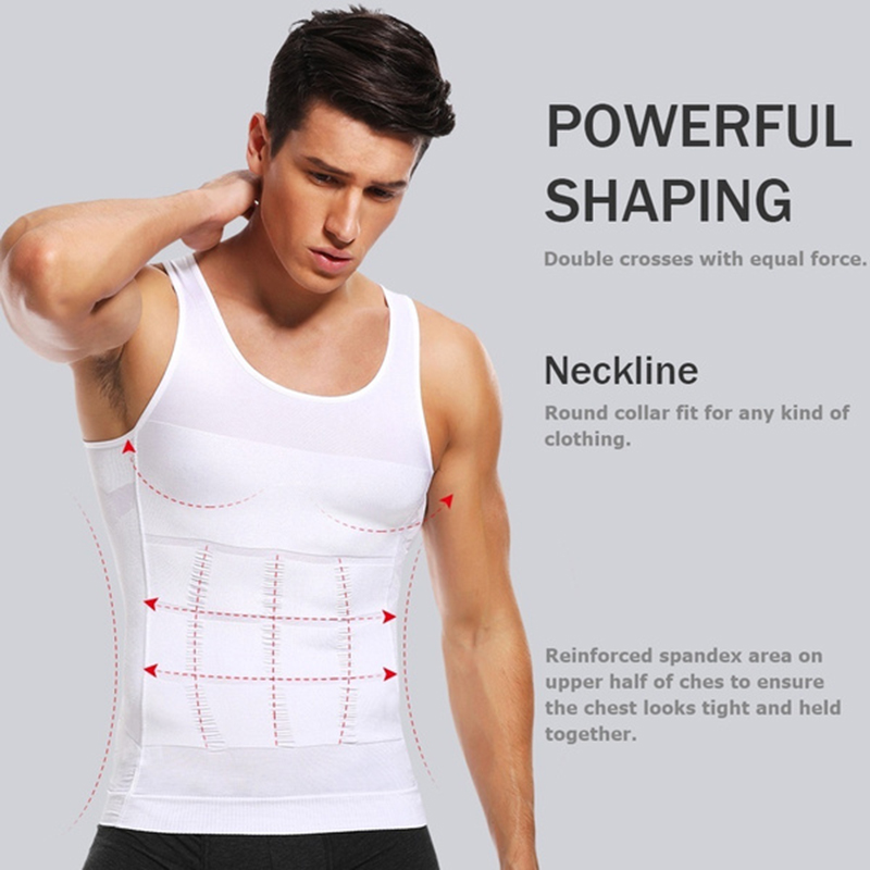 Mens Slimming Body Shaper Vest Abdomen Slim Shirt Compression Tank Shaperwear Workout Vest Abs Abdomen Waist Trainer Body Shaper