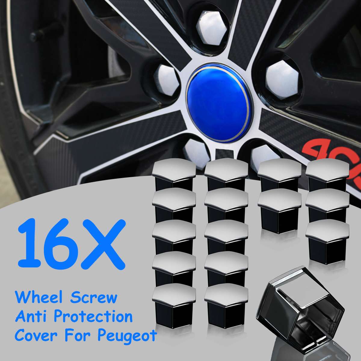4/16pcs Car Wheel Nut Caps Tire Hub Screw Cover 16mm Bolts Rim Decoration For Peugeot 207 3008 301 307 308