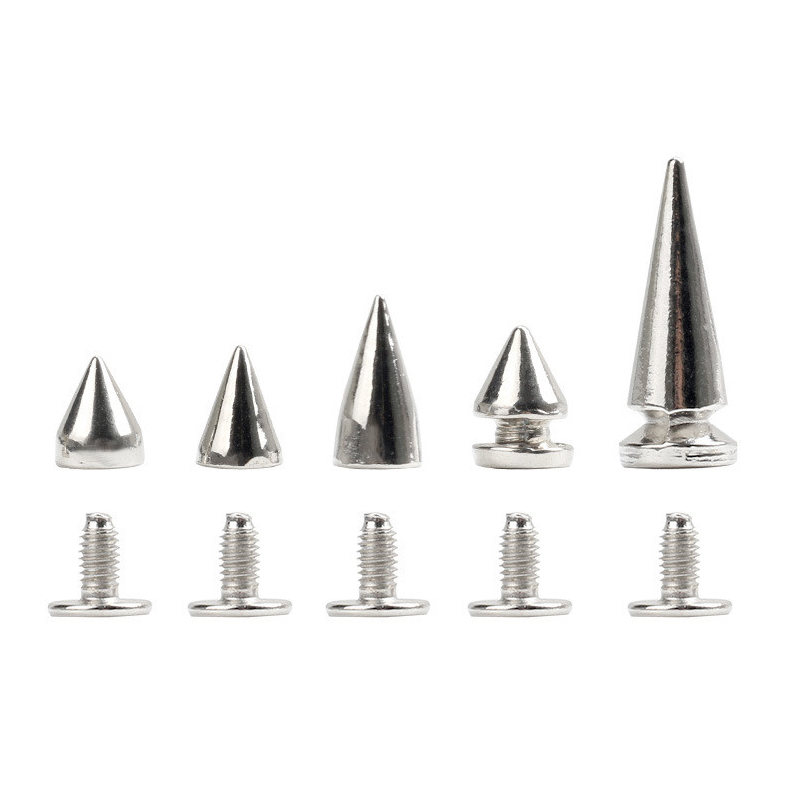 50Sets Metal Silver Cone Screw Rivets Studs DIY Crafts Leather Shoes Bag Garment Punk Rivets Spikes Cool Decorative Nail Buckles