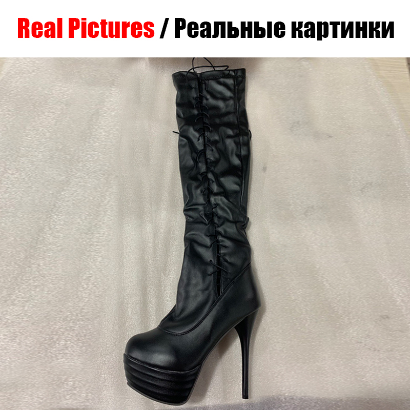 BONJOMARISA New Autumn 33-46 Sexy Party Thigh High Boots Women 2020 Tied Over The Knee Boots Super Thin High Heels Shoes Woman