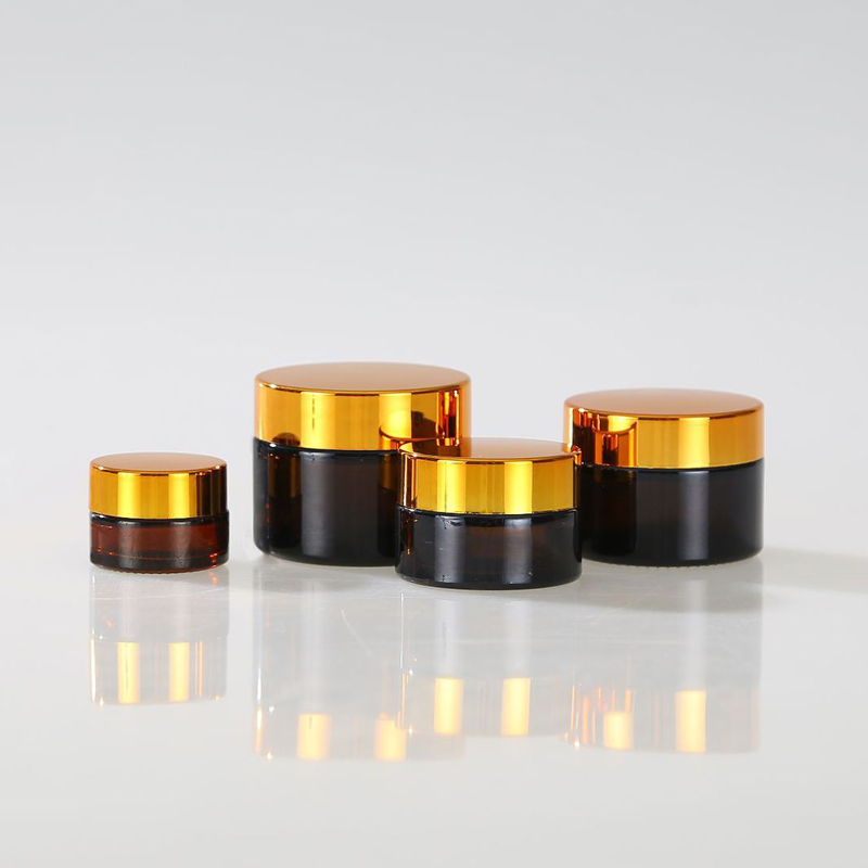 5pcs 5g 10g 20g 30g 50g Empty Amber Brown Glass Cosmetic Jar Face Cream Lotion Refillable Bottles Pots Travel Make up Containers