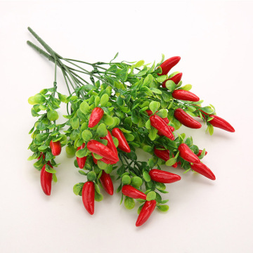 Plastic Red Pepper Bunch Artificial Plants Simulation Peppers Fake Vegetables Corsage Placed Fruits for Home Garden Decoration