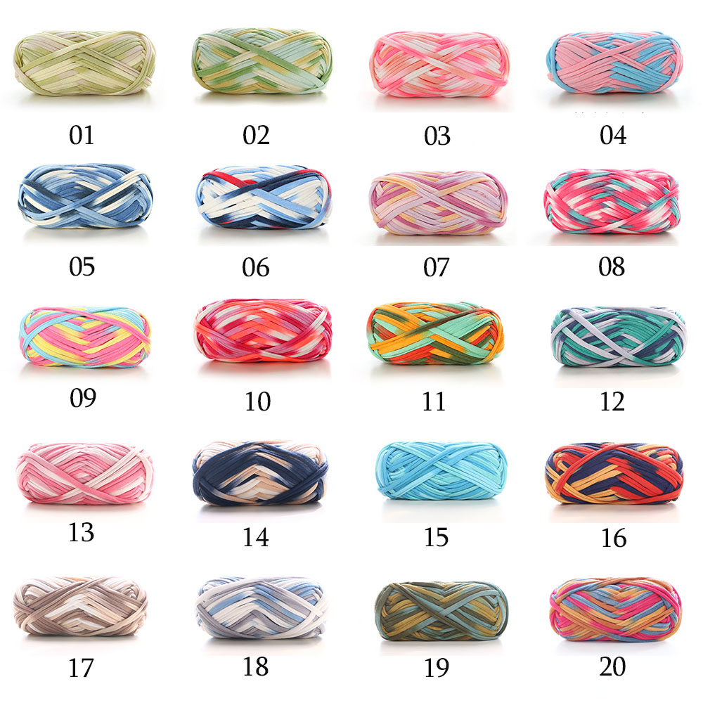 100g/lot 32M Colourful Thick Strip Yarn Knit Yarn For Carpet DIY Crafts Chunky Yarn Crochet For Hand Knitting Bag 100% Polyester