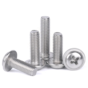 10/50pc M2M2.5M3M4M5 304 A2 Stainless Steel PWM DIN967 Cross Phillips Pan Round Truss Head With Washer Padded Collar Screw Bolt