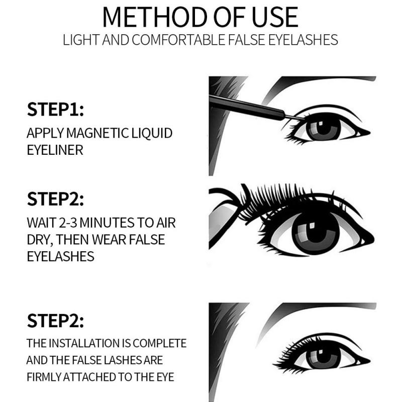 Magnetic Eyelashes 3Pairs 3D Mink False Eyelashes Long-lasting Magnetic Eyeliner Eye Lashes Makeup Tool Kits Cosmetics TSLM1