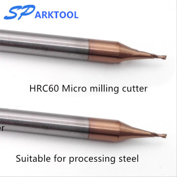 HRC60 Micro Flat End Mill 2 Flute 0.2-0.9mm 4mm for steel Shank Tungsten Carbide CNC Router Bit TiCN Coated Mini Milling Cutter