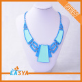 Blue Colored Plastic Chain Link Necklace Fashion Acrylic Pendant Necklace 
