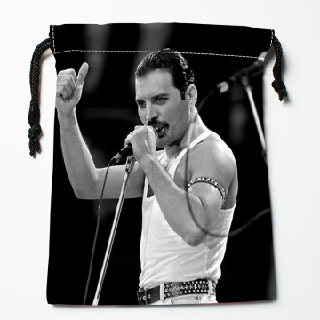 New Arrival Freddie Mercury Drawstring Bags Print 18X22CM Soft Satin Fabric Resuable Storage Storage Clothes Bag Shoes Bags