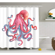 Cute Octopus with Tentacles 3D Printed Waterproof Screen Polyester Fabric Sea Animal Washable Shower Curtain Dorm for Home Decor