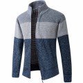 FALIZA Stand Collar Sweater Coat Men's Patchwork Thick Fleece Comfy Wool Cardigan Knitted Jackets Casual Male Knitwear XY109