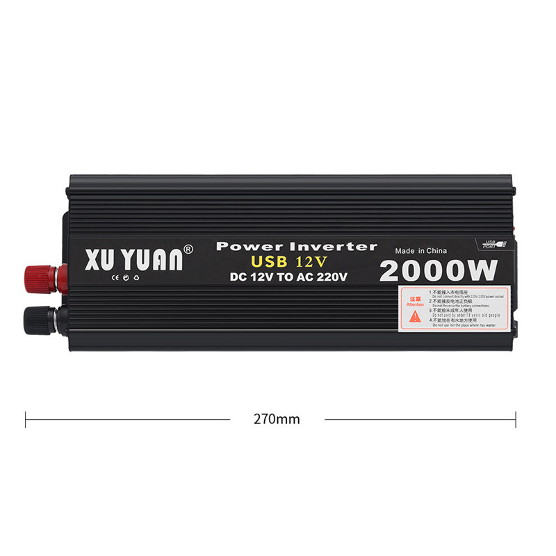 12V/24V to AC 220V 2000W Car Inverter Power Voltage Transformer Pure Sine Wave Rechargeable Power Inverter Converter With Fan